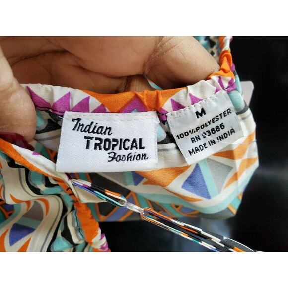 Indian Tropical Fashion Women Multicolor 100% Polyester 2 Piece Pantsuits Size M - Picture 10 of 12